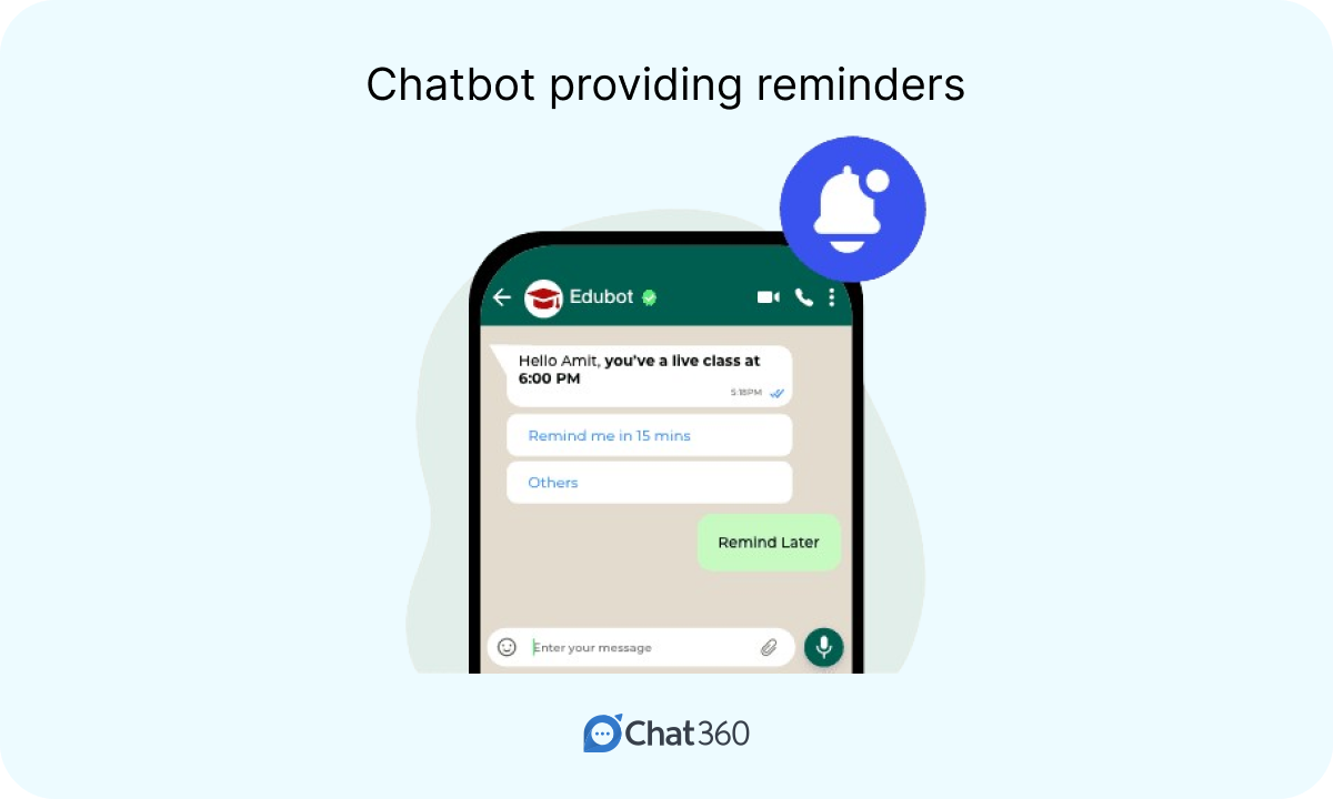 Chatbot providing reminders