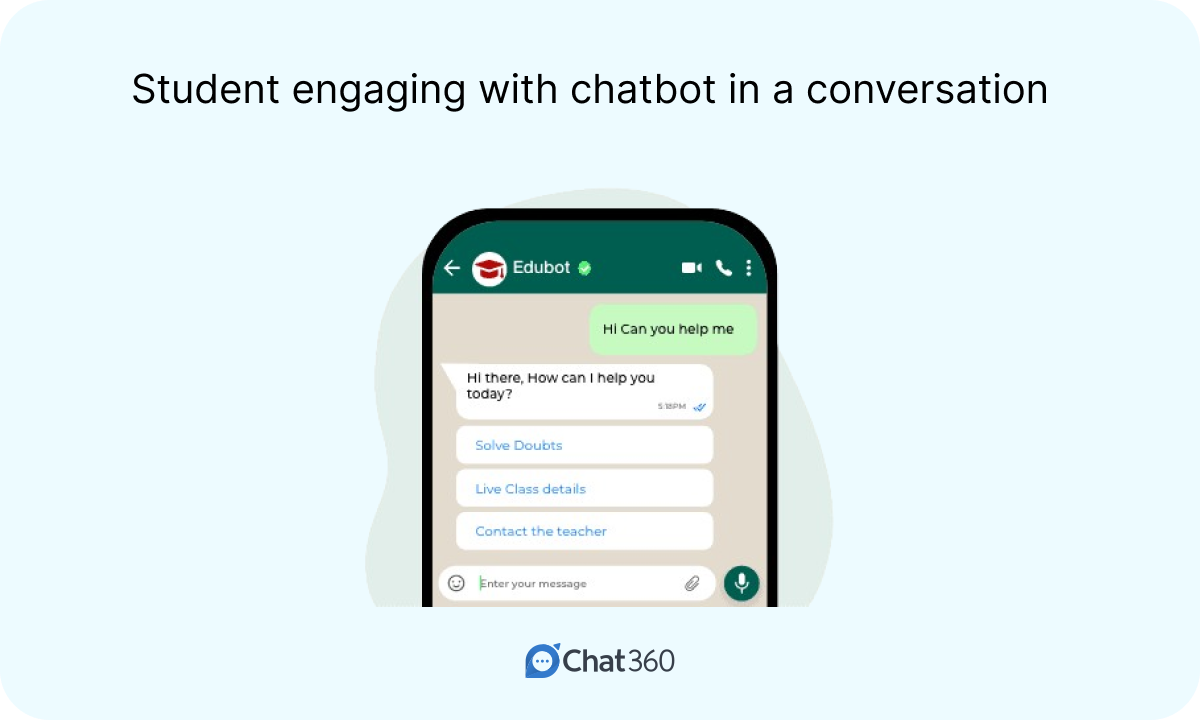 Student engaging with chatbot for a conversation