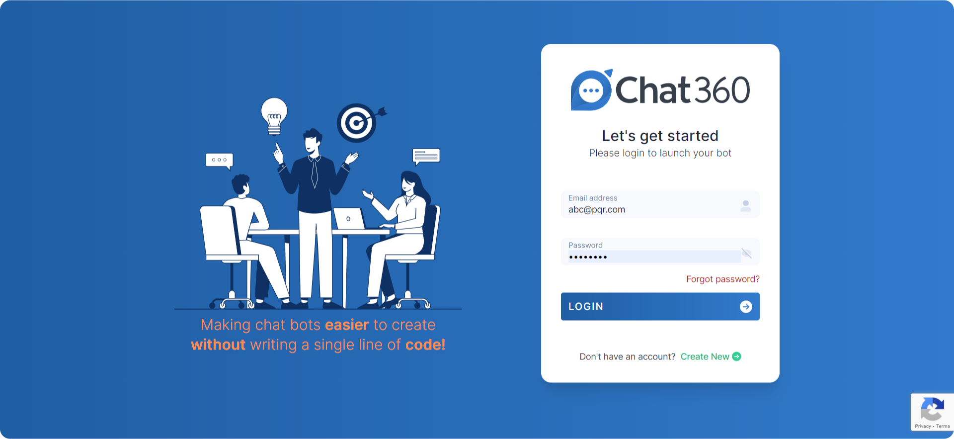 Chat360 Sign up page