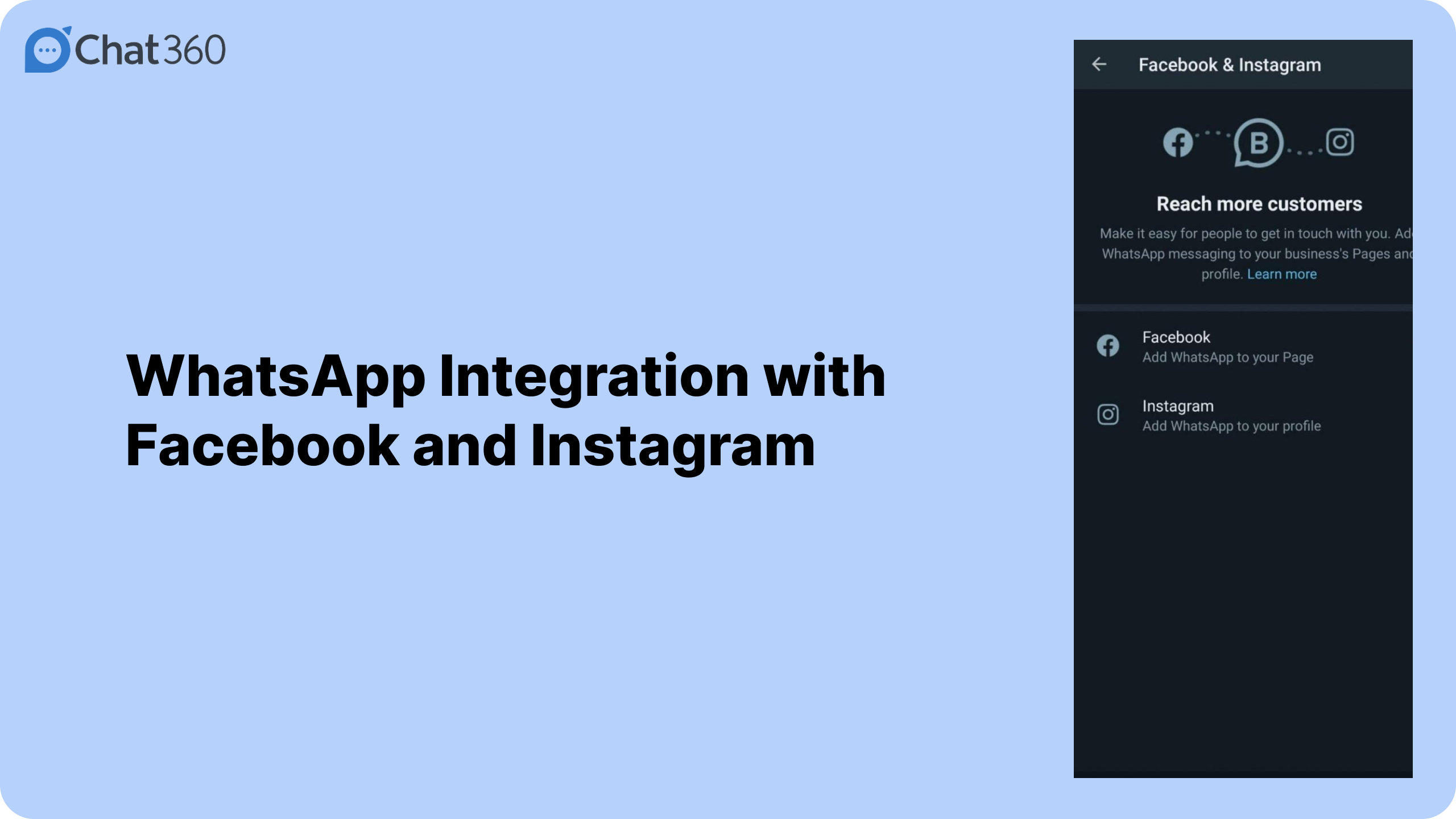 WhatsApp integration with Facebook and Instagram