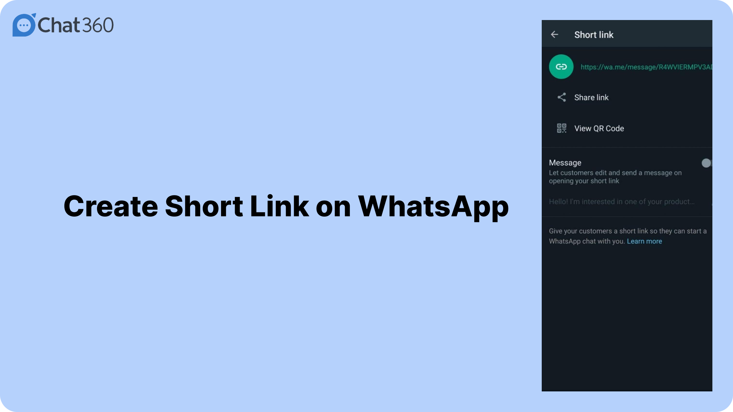 Creating short link on WhatsApp