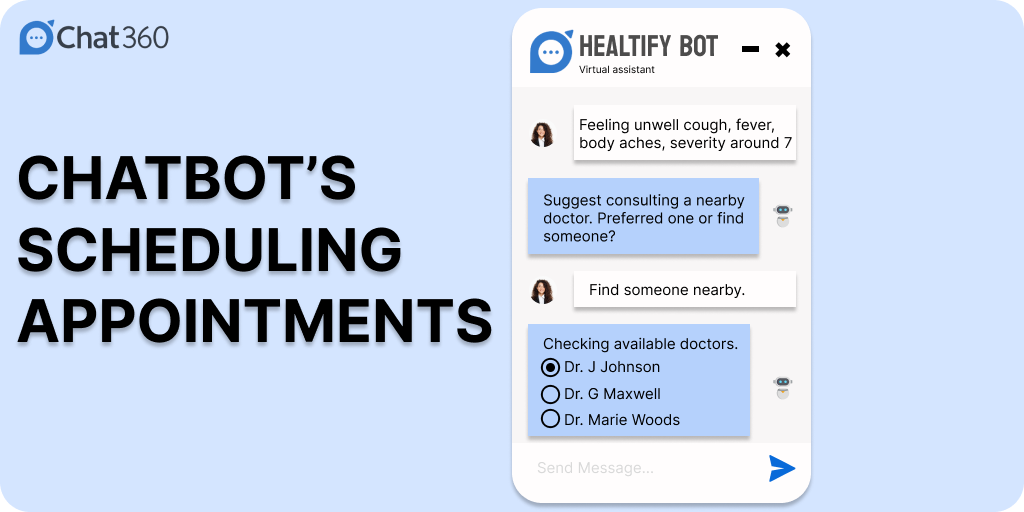Chatbot helping in scheduling appointments