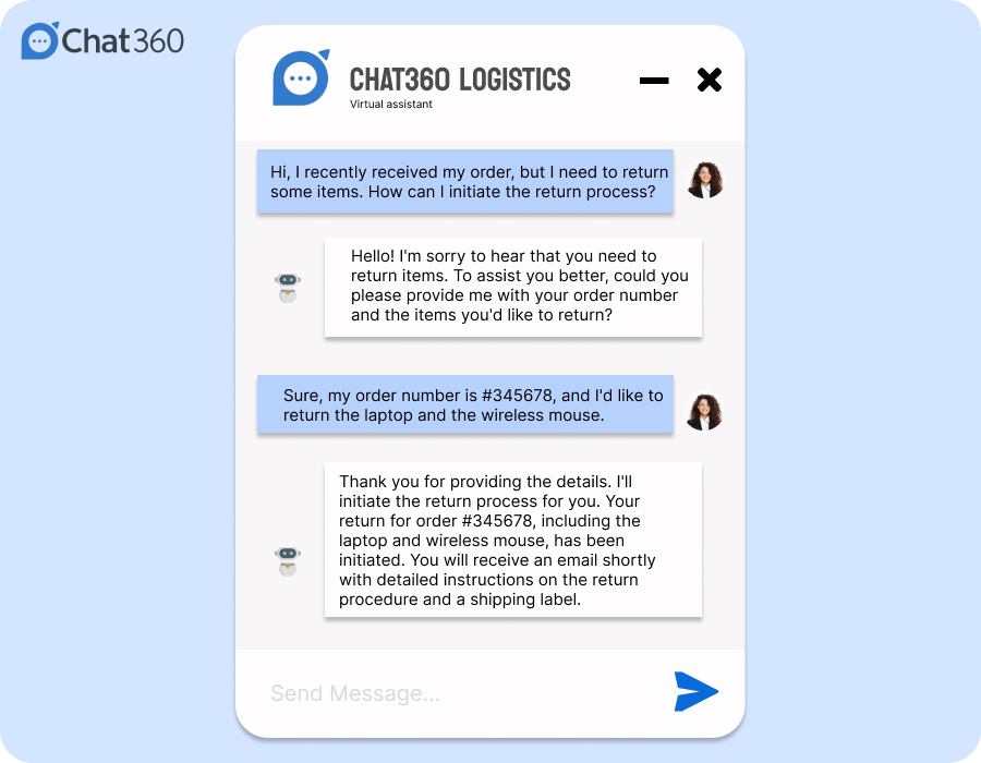 Chatbots helping users in returning order