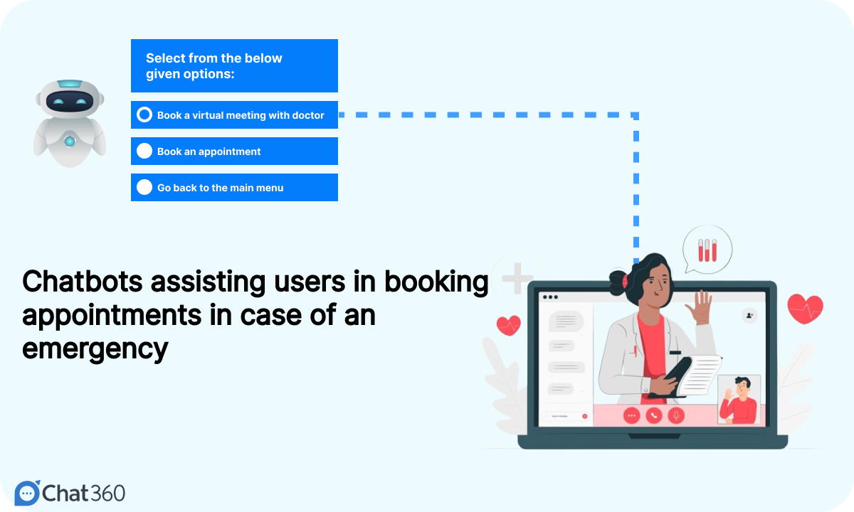 Chatbots assisting users in booking appointments in case of an emergency