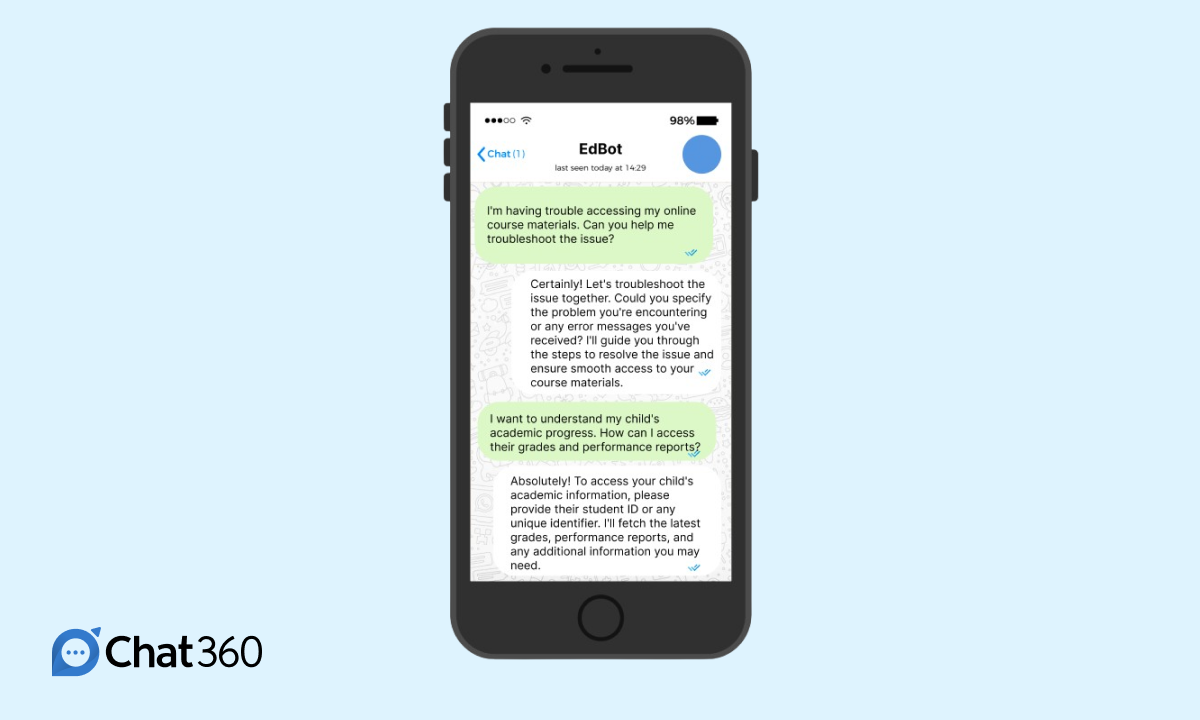 Chatbot interacting with human in EdTech industry