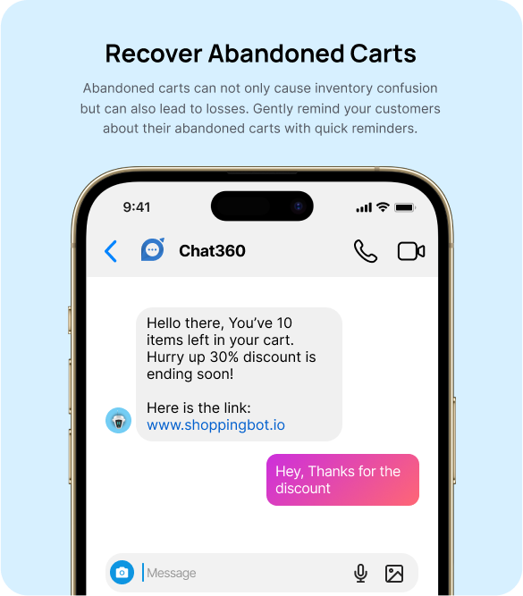 Chatbots notifying about abandoned carts