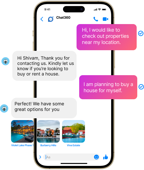 Instagram chatbot assisting with properties near particular location
