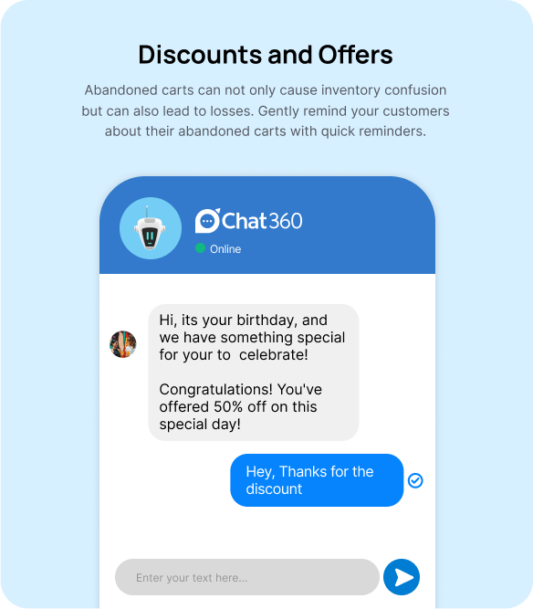 Chatbot offering discount on birthday